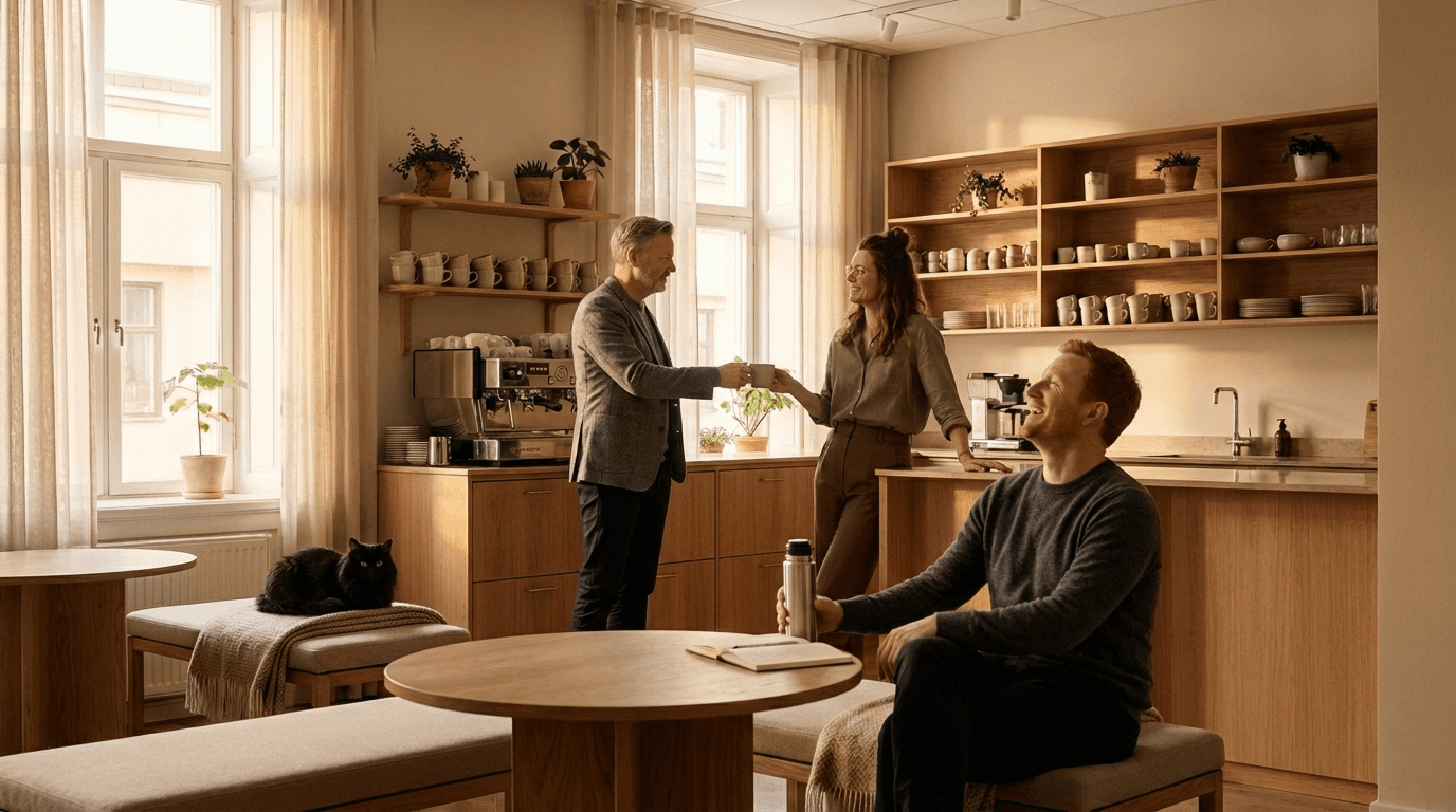 Teamet holder kaffepause