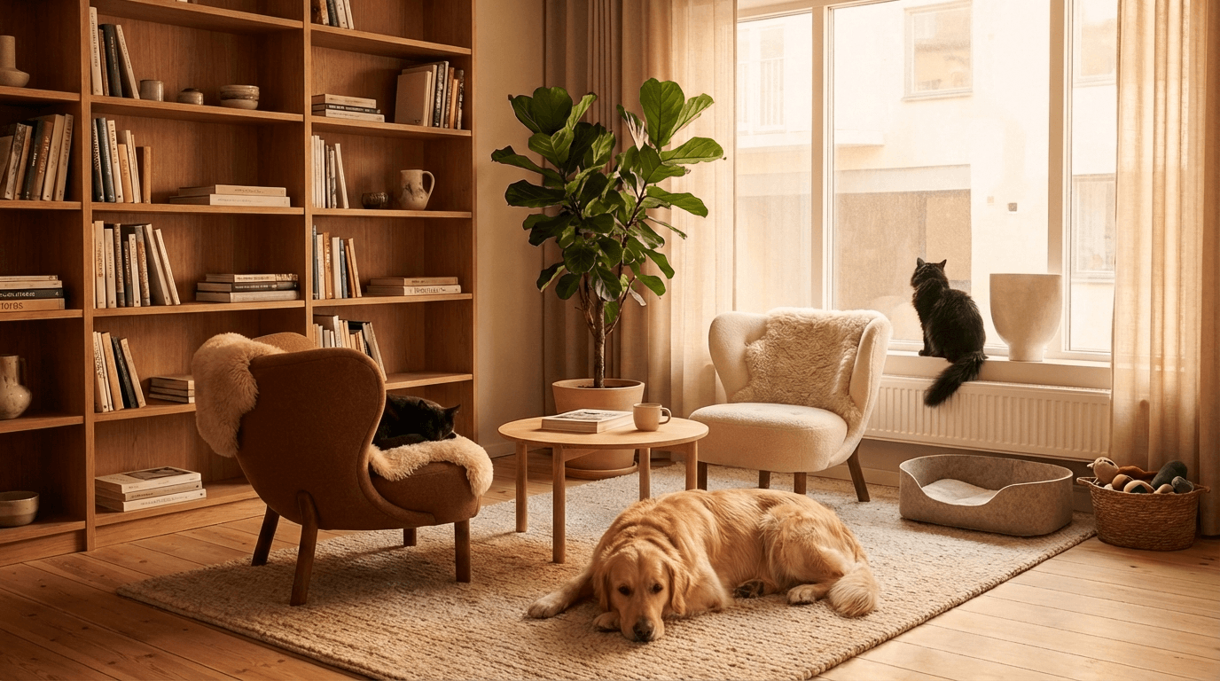 Skygge, Miso og Pixel hygger sig sammen i loungen