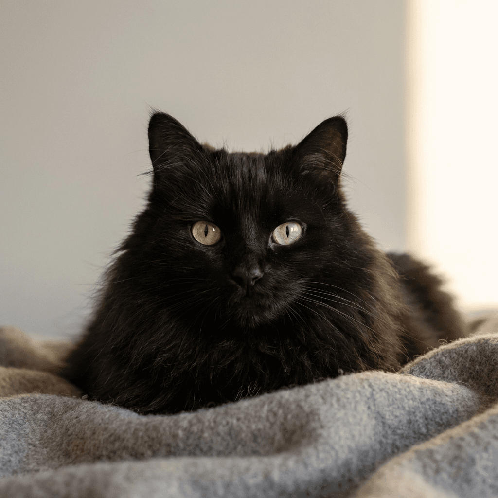 Skygge - Sort langhåret kat