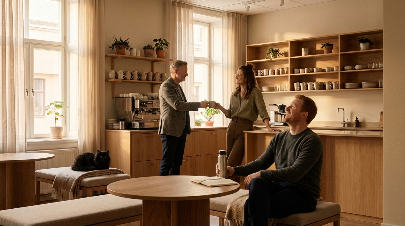 Teamet holder kaffepause